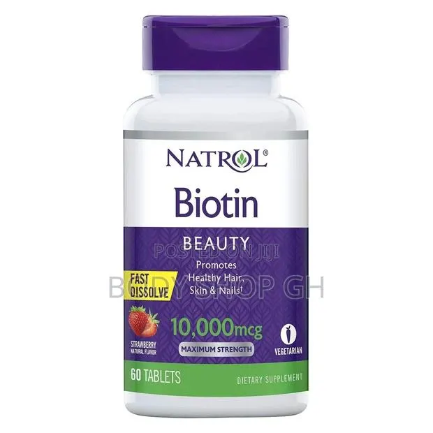 Natrol Biotin for Hair Beard Growth (10,000mcg) Strawberry · Photo 1