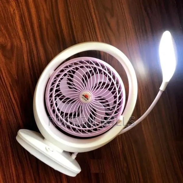 Seven Inch Rechargeable Usb Fan With Bright Light · Photo 1