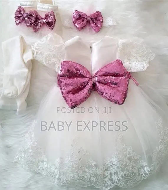 Baby Girl Christening Dress With Head Band and Shoe With Stockings · Photo 1