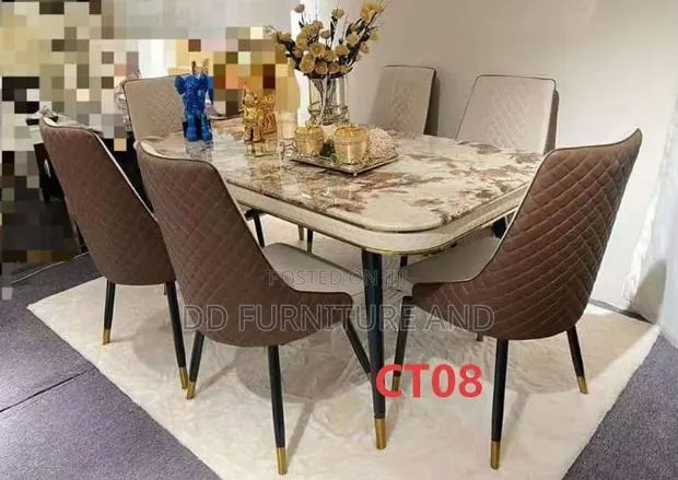 6 Seater Luxurious Marble Dining Chairs · Photo 1