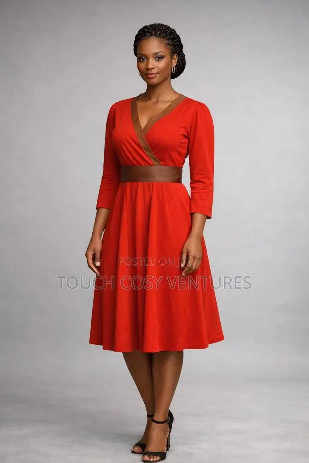 Elegant Red Wrap-Style Midi Dress (Uk Size 14/16, 2xl) · Photo 1