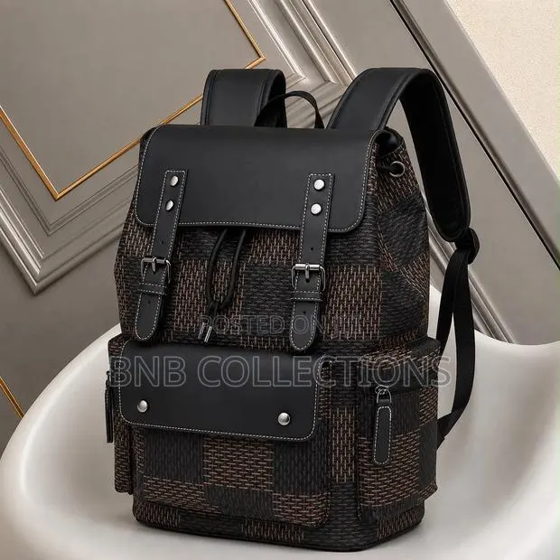Quality Luxury Checkered Leather Unisex Laptop Backpack Work School · Photo 1