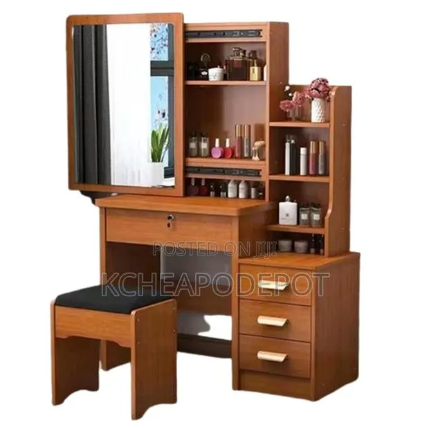Elegant Wooden Dressing Table With Mirror Stool · Photo 1