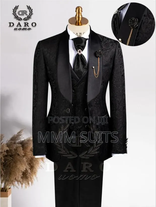 Classic Turkish 3-Piece Daro Designer Tuxedo Men's Suit in Black · Photo 1