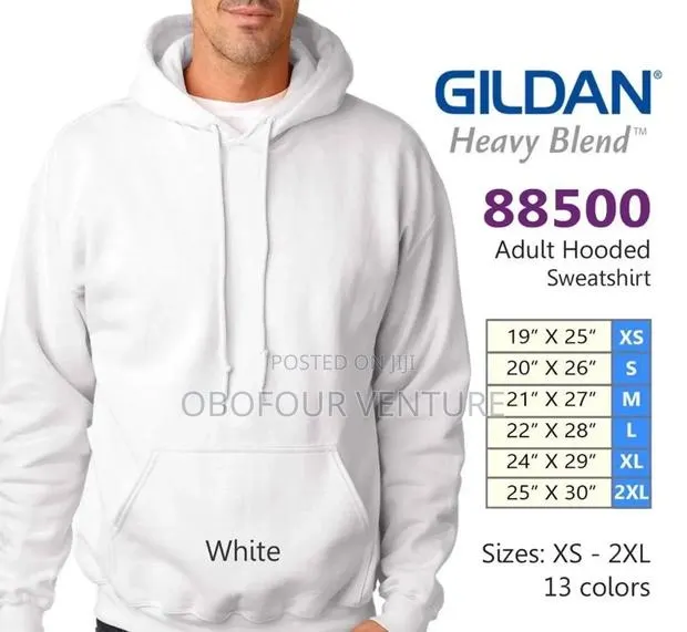 Gildan WHITE Adult Hooded Sweatshirts. · Photo 1