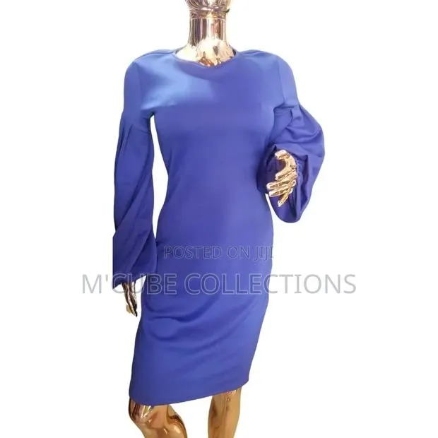 Royal Blue Puff Sleeve Midi Dress · Photo 1