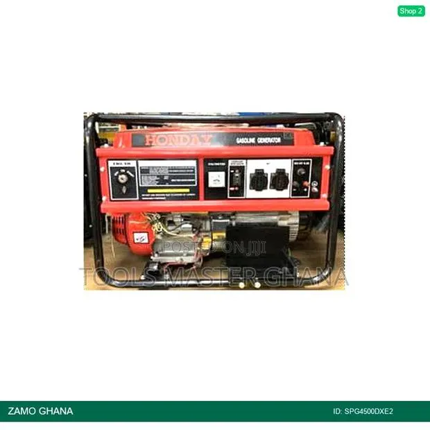 Generator Gasoline 3.3 - 3.7kw Red With Tyre and Battery - Spg4500dxe2 · Photo 1
