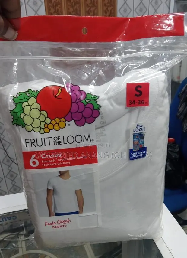 Fruit of the Loom Men's Crew Neck T-Shirt Size:S Undershirts, White · Photo 1