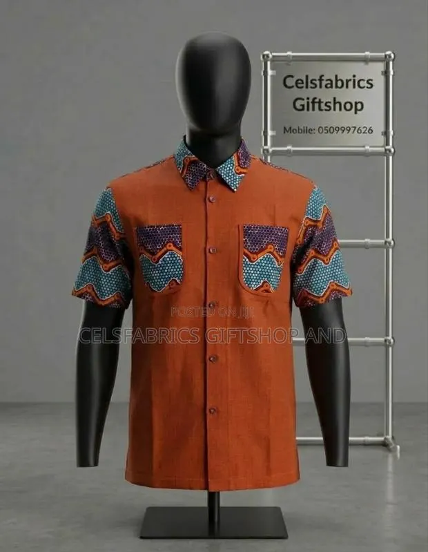 African Print Short Sleeve Shirt · Photo 1