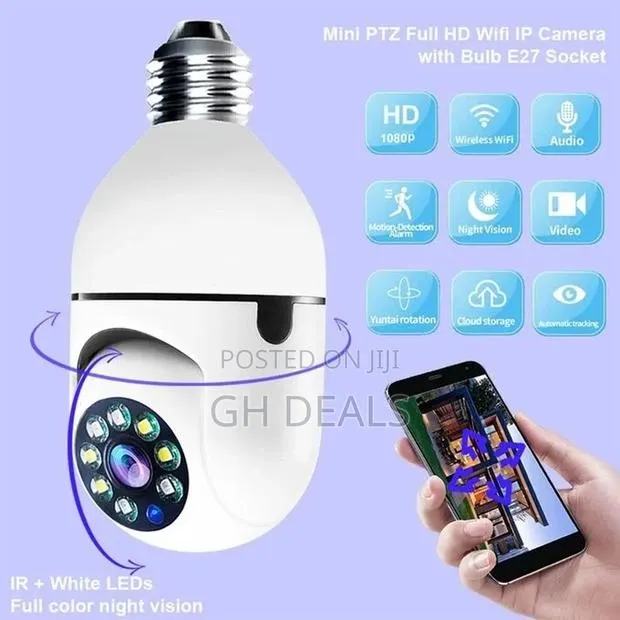 1080P E27 Wifi IP PTZ Security Camera, Color, With Automatic · Photo 1