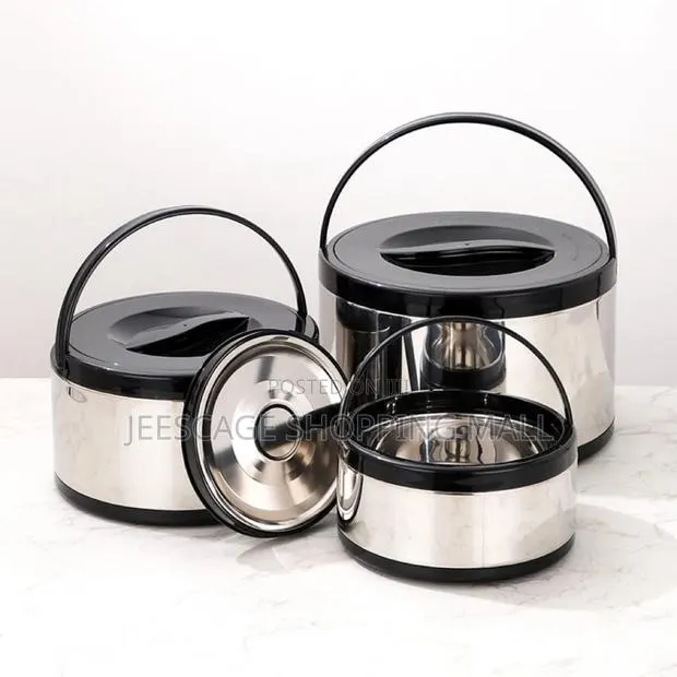 3-Piece Stainless Steel Insulated Hot Pot Casserole Food Warmer Set · Photo 1