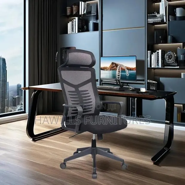 Office Swivel Chair Featuring a Mesh Backrest · Photo 1