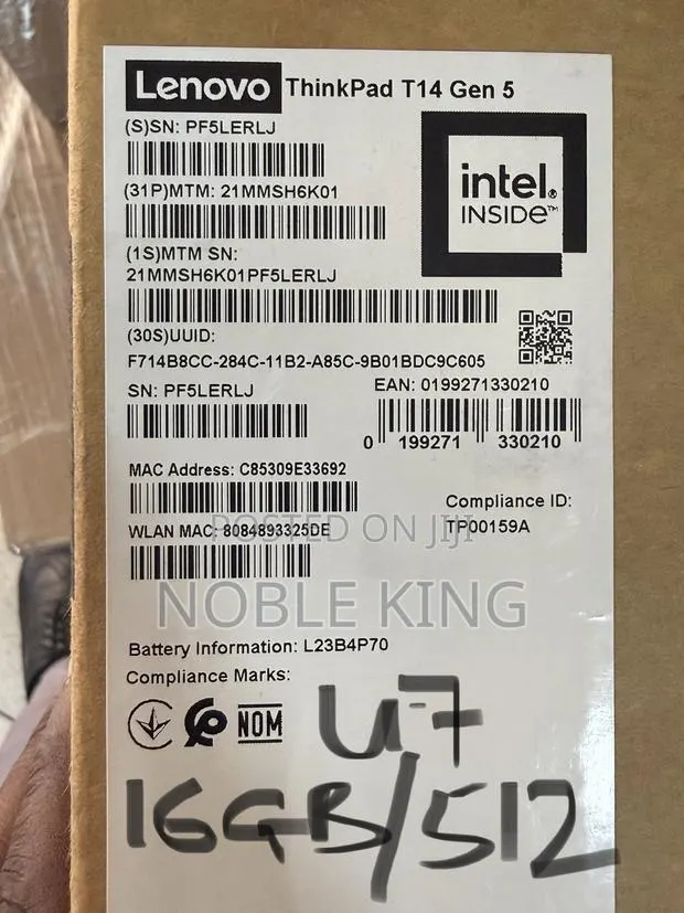 New Laptop Lenovo ThinkPad T14 G4 16GB Intel Core Ultra 7 SSD 512GB · Photo 1
