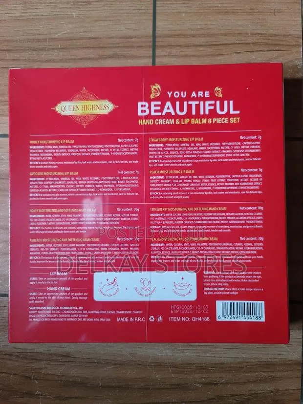 8Pcs Hand Cream Lip Balm -(Strawberry, Avocado, Peach,Honey) · Photo 3