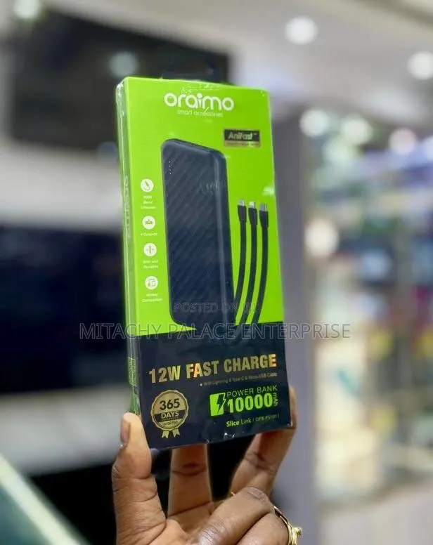 Oraimo 10,000mAh Powerbank 3in 1 Cable · Photo 1