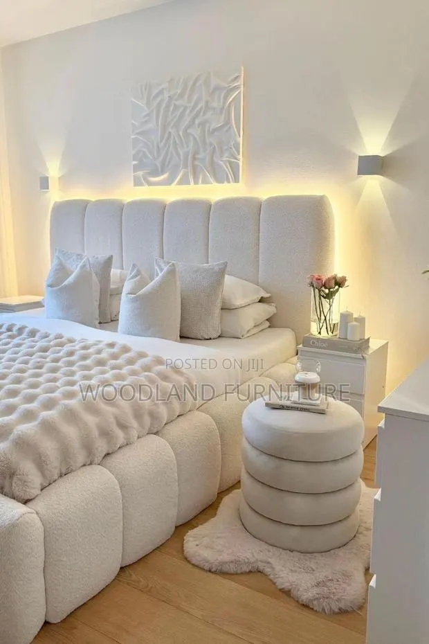 Luxe Bouclé Channel Double Bed Frame · Photo 1