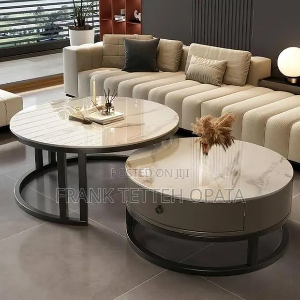 Modern Center Coffee Table Set Marble Top · Photo 1