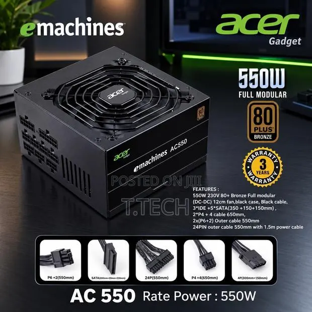 Acer 550W Fully Modular Power Supply Unit · Photo 1