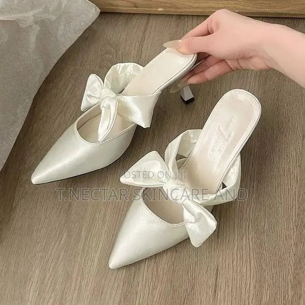 Satin Bow Mule Heels · Photo 1