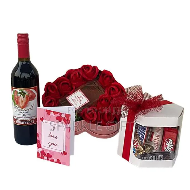 Rose Bouquet, Chocolate and Non-Alcoholic Wine for Your Valentine · Photo 1