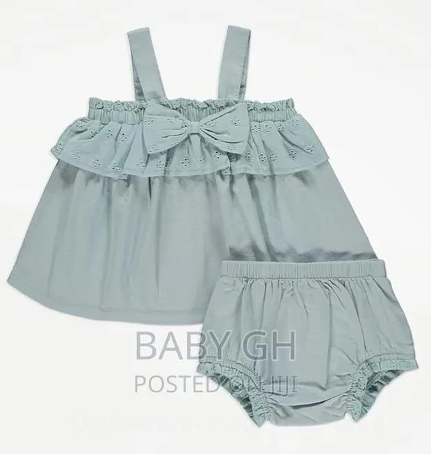 George Blue Bow Embroidered Woven Top and Bloomers Outfit · Photo 1