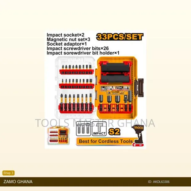 33 PCS Impact Screwdriver Bits and Sockets - Akdl63306 · Photo 1