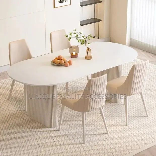 Sleek White Sintered Stone Dining Set · Photo 1