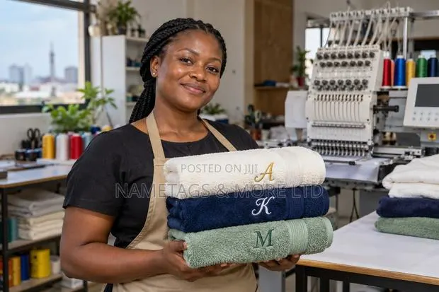 Personalized Towel Embroidery | Names Initials in Accra · Photo 2