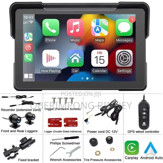 Motorcycle Carplay 7 Inches With Dual Cameras and Navigation · Photo 1