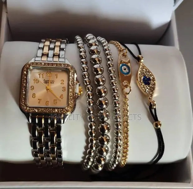 American Exchange Women's Two-Tone Wrist Watch + 5 Assorted Bracelets · Photo 1