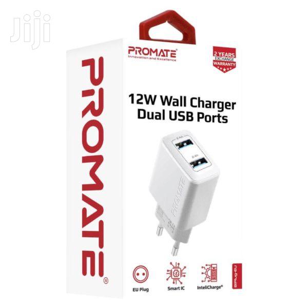 Promate Biplug 12W Wall Charger With Dual USB Ports(White) · Photo 1