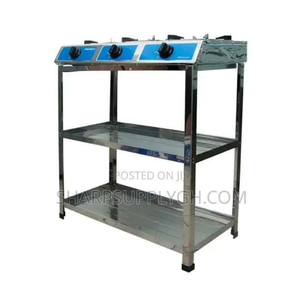 Nasco 3 Burner Gas Stove With Shelves · Photo 1