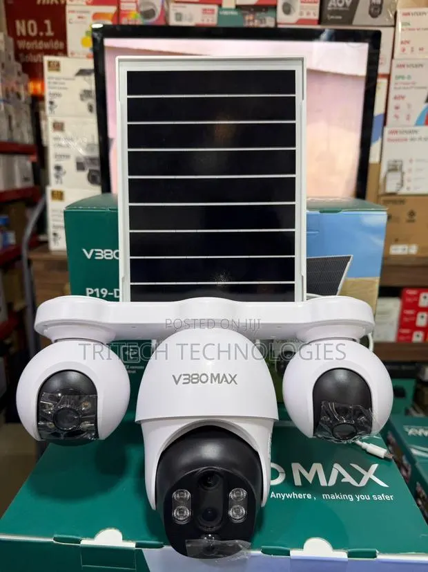 V380max Solar 4g Camera 3lens 6mp Audio Human Tracking 2 Way Audio · Photo 1