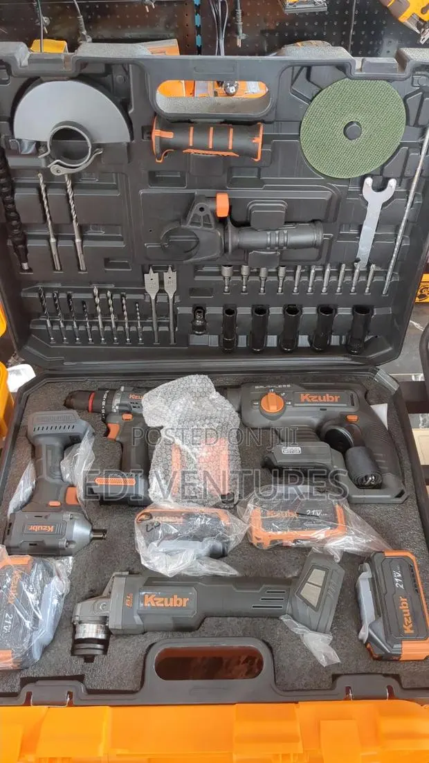 4 PCS Cordless Drill,Grinder,Hammer, Combo Set Kzubr With 4 Batteries · Photo 1