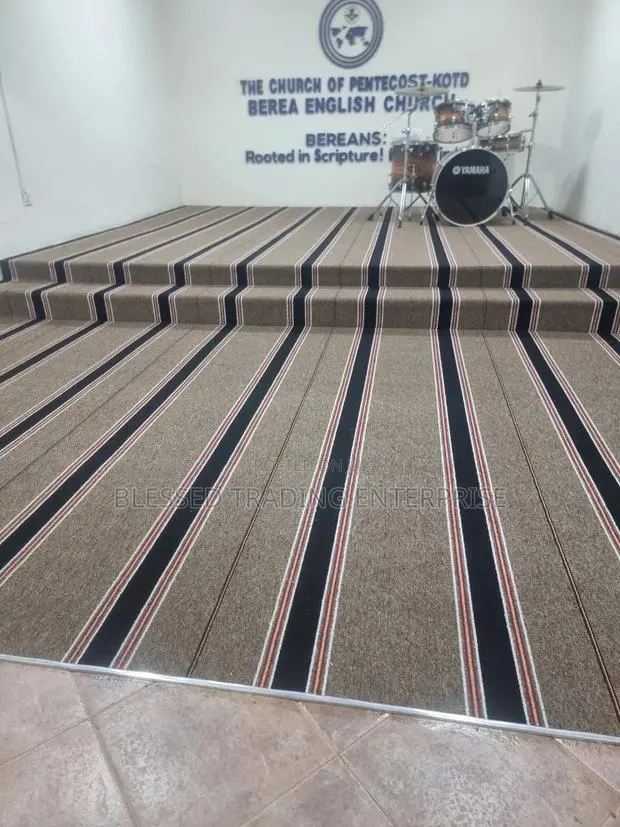 Striped Brown Carpet for Church Auditorium · Photo 1