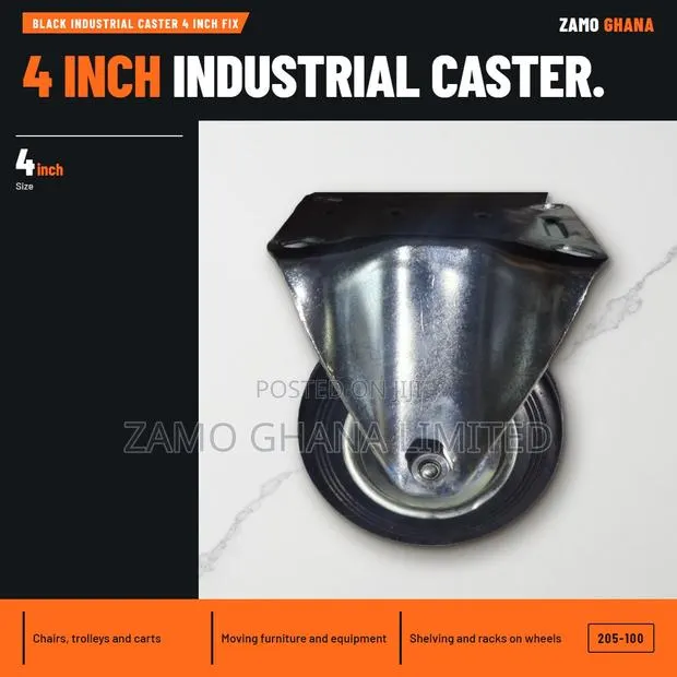 Black Industrial Caster 4 Inch Fix - 205-100 · Photo 1
