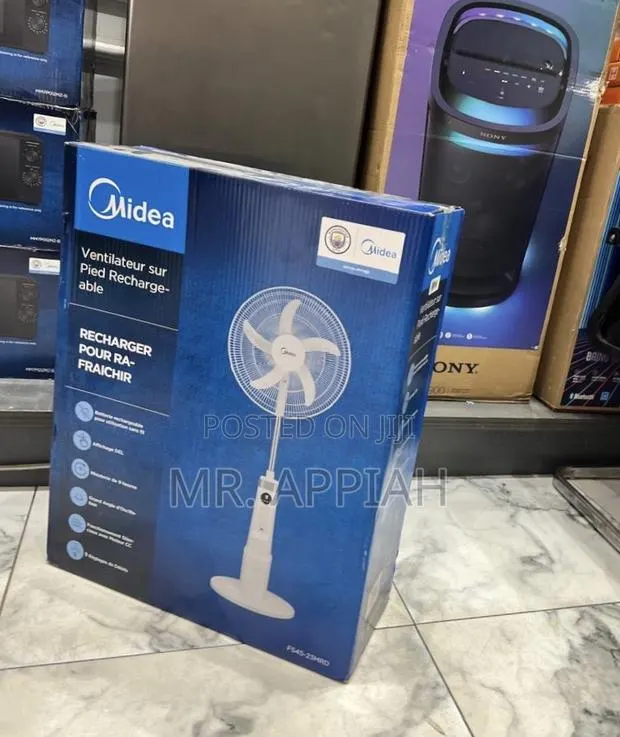 Latest Classic Midea Rechargeable Standing Fan(18”)Remote. · Photo 1