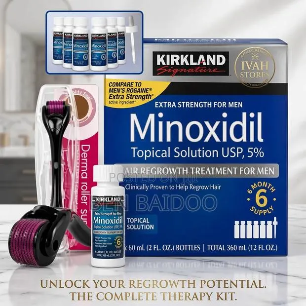 Kirkland Minoxidil Pack (6 Bottles) Derma Roller (Rapid Hair Growth) · Photo 1