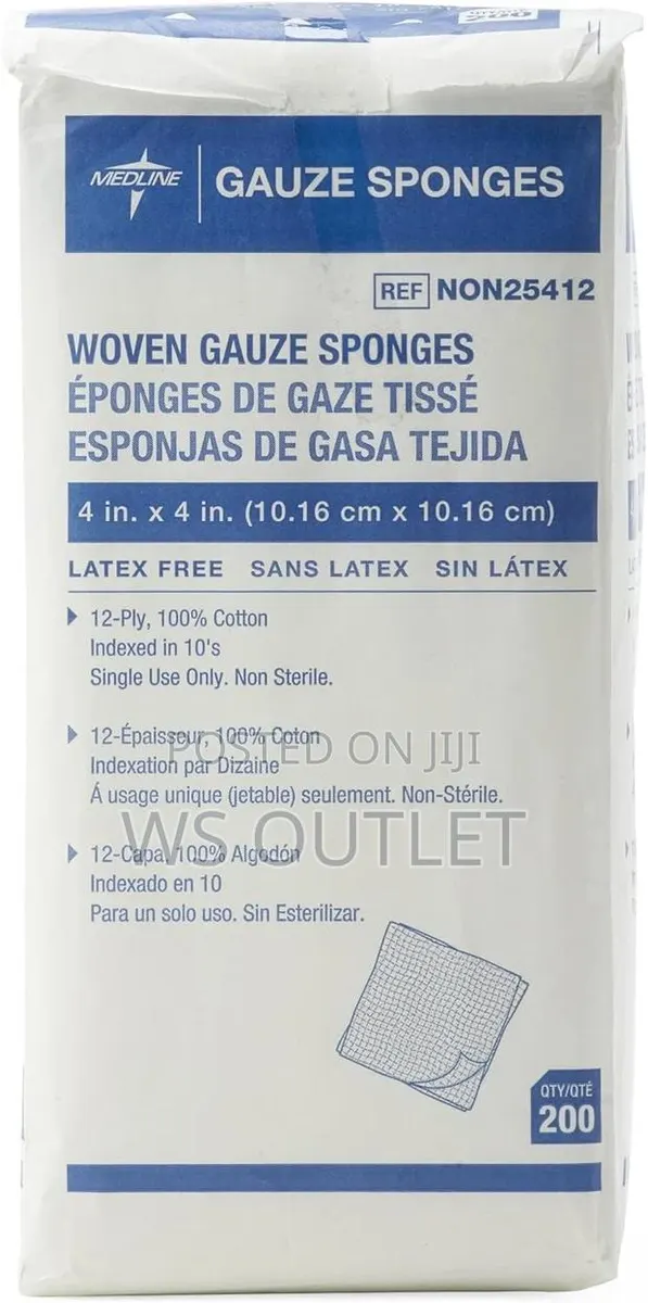 Medline Sterile Woven Gauze Sponges. 12-Ply 4x4 in (10.1cm X · Photo 1