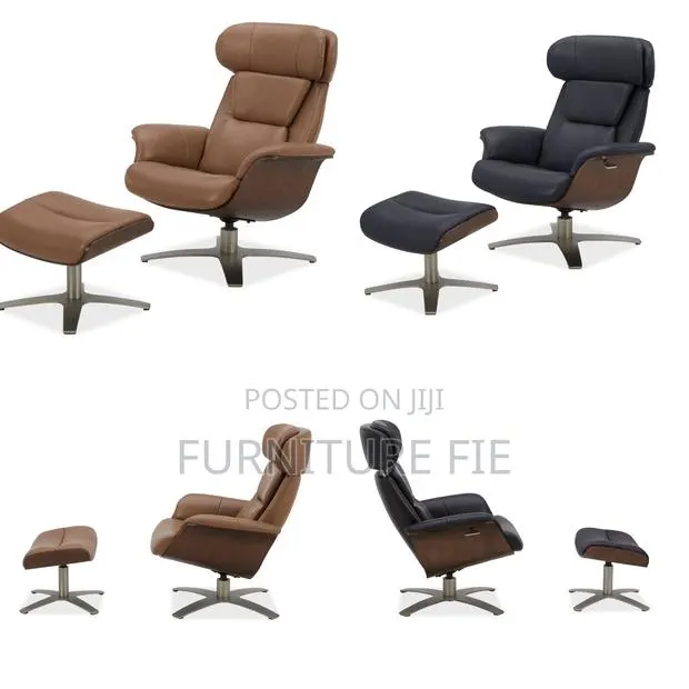 Janer Leather Swivel Chair Ottoman Set, Created for Macy’S · Photo 1
