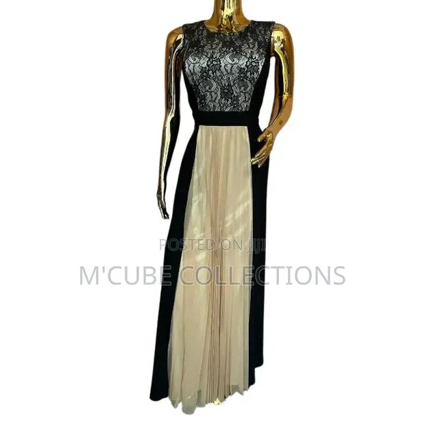 Lace Pleated Contrast Maxi Dress · Photo 1
