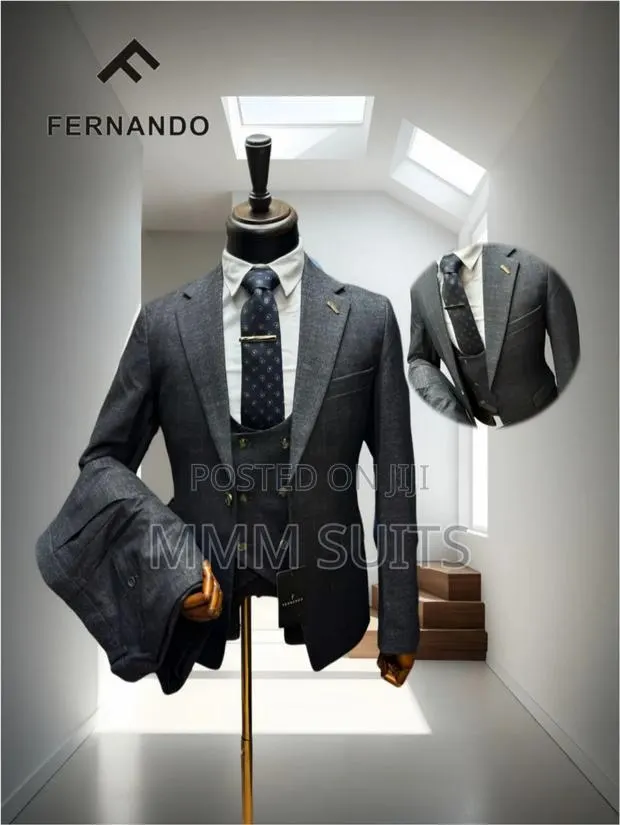 Classic Tiny Stripes 3-Piece Turkish Men's Suit in Gray · Photo 1