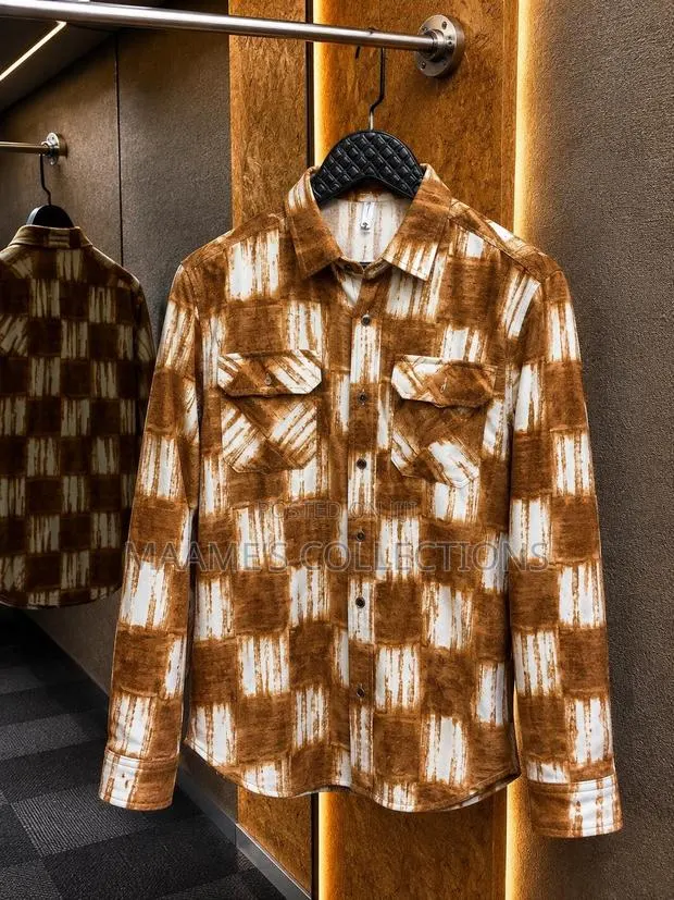Mens Textured Long-Sleeve Button-Up Shirt · Photo 1