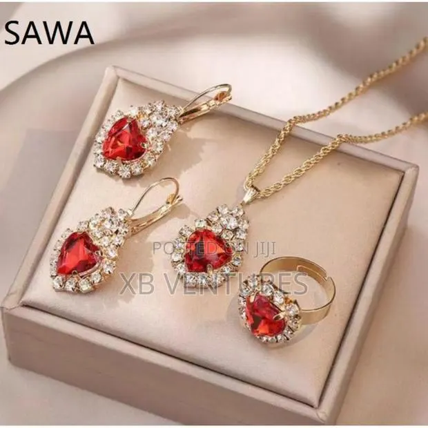 3pcs/Set Teardrop-Shaped Necklace Earrings Ring Set · Photo 1