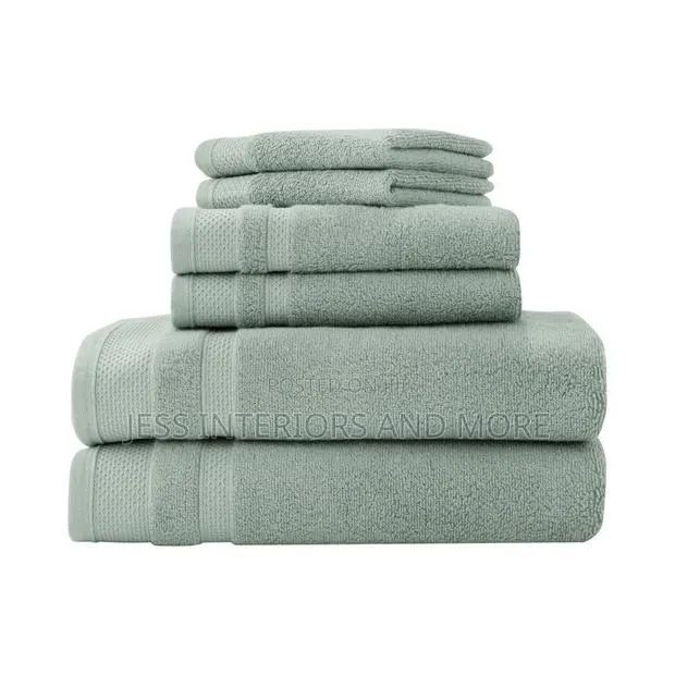 Hotel Style Luxury Bath Set, 100% U.S. Cotton, Green River, 6-Piece · Photo 1