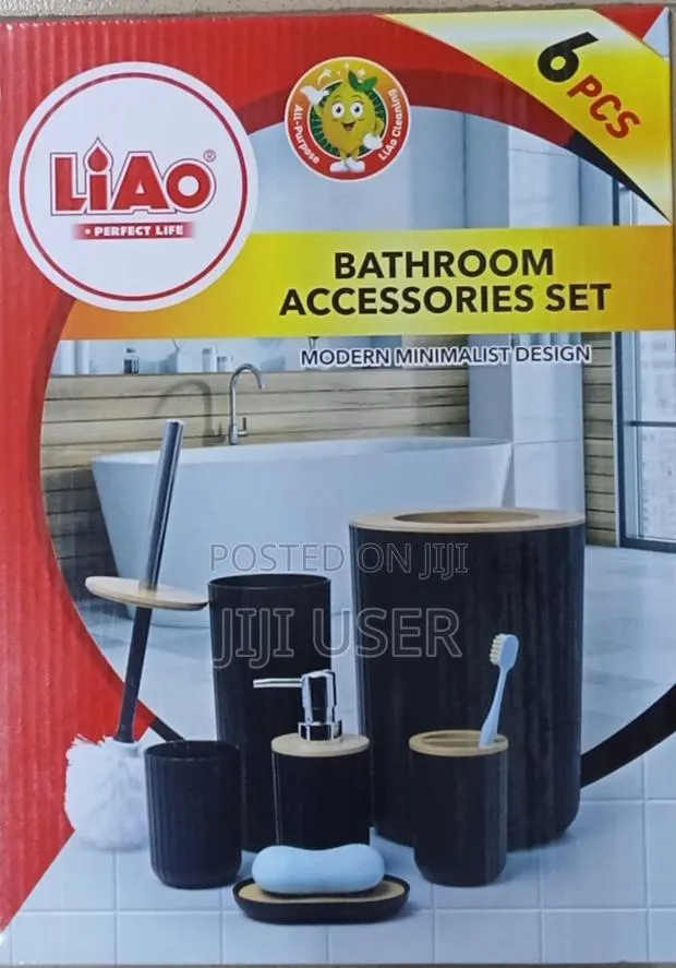 Bathroom Accessories - 6pcs Set, White, Black · Photo 1