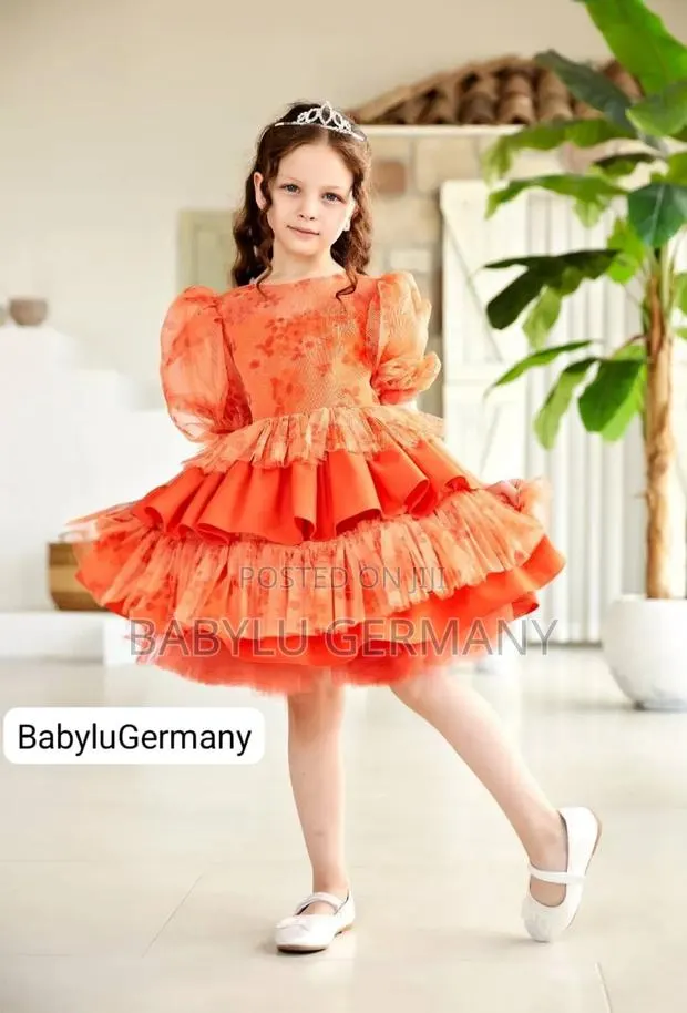 Orange Girl's Princess Dress -Turkey Imported · Photo 1