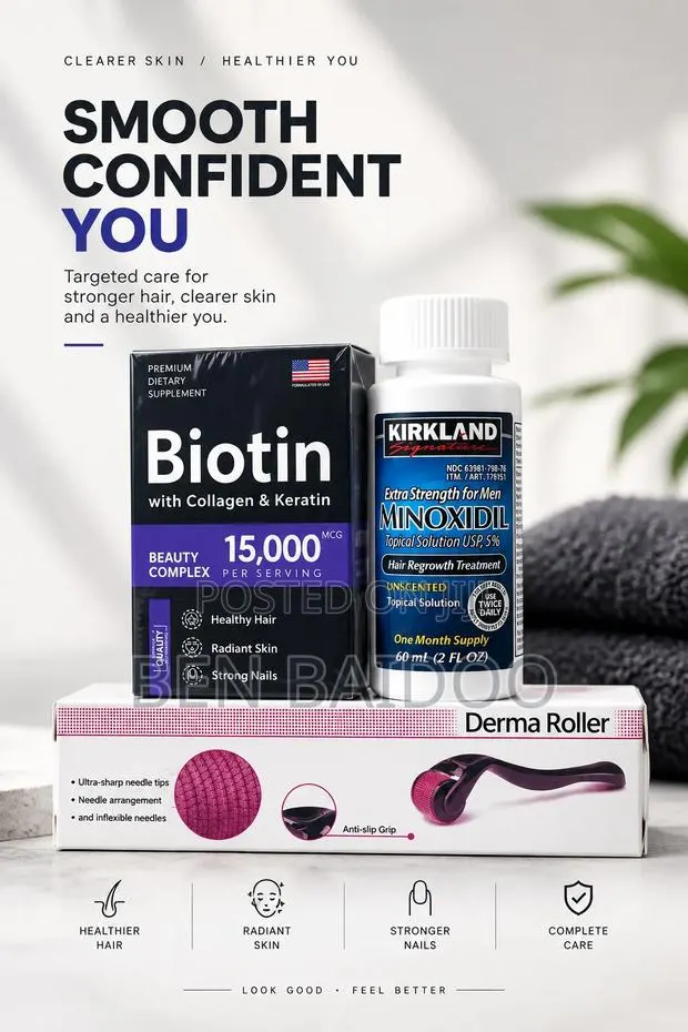 Kirkland Minoxidil+Derma Roller+Biotin (Hair Regrowth Confidence) · Photo 1