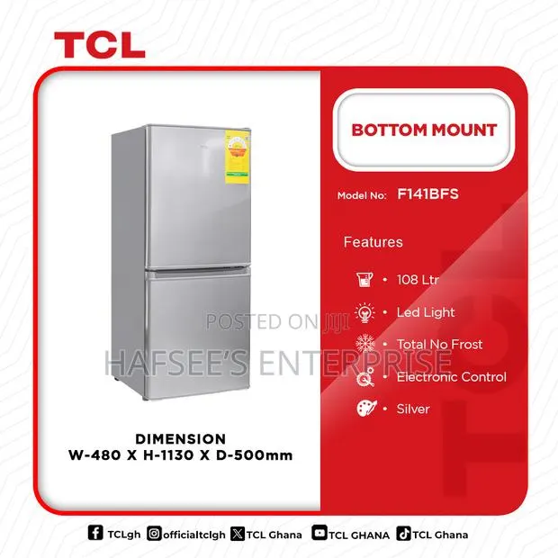 TCL 108 Liters Bottom Freezer Refrigerator · Photo 1