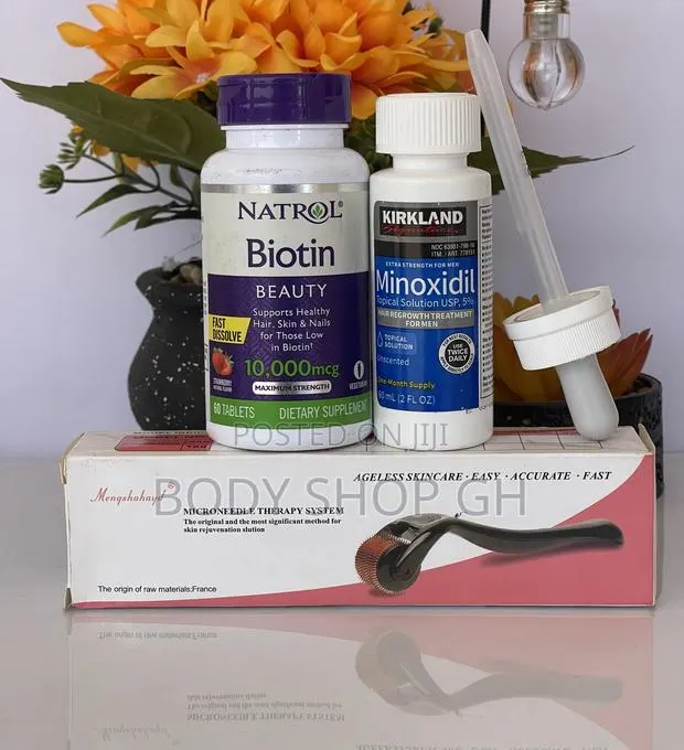 Original Kirkland Minoxidil + Natrol Biotin + Derma Roller · Photo 1